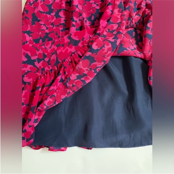 J. Crew Sleeveless Summer Dress Magenta Navy Blue smocked-neck midi dress size 6 - Picture 14 of 16